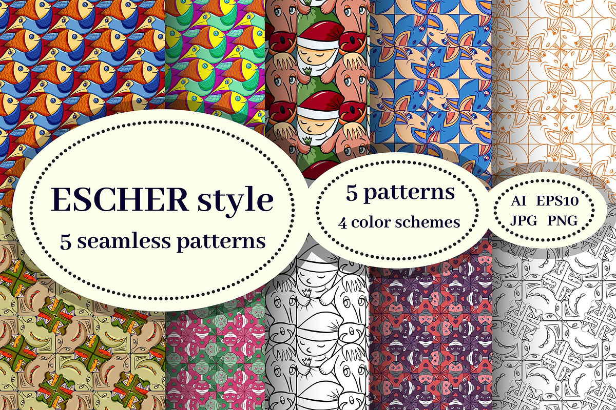 ESCHER seamless pattern, a Pattern Graphic by Ira_Lacrimosa (Photo 1 of 7)