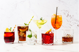 Different cocktail drinks with hard, a Food & Drink Photo by Nadia-nb