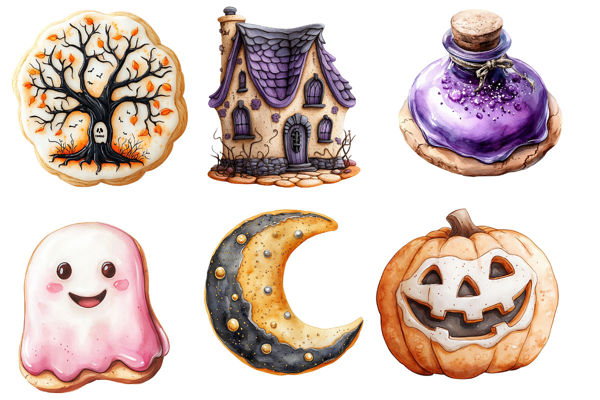 Watercolor Halloween Cookies Clipart, an Illustration by Designworld (Photo 4 of 6)