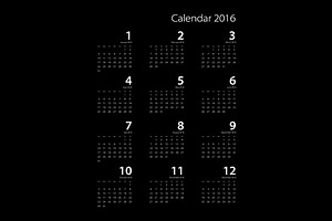 Calendar 2016 black & white