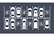 Top view parking lot with cars, a Transportation Illustration by Yayasya (Thumbnail 1 of 3)