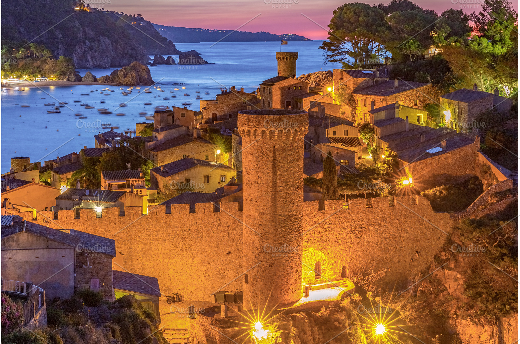 Night view of fortified old town and, an Architecture Photo by kavalenkava