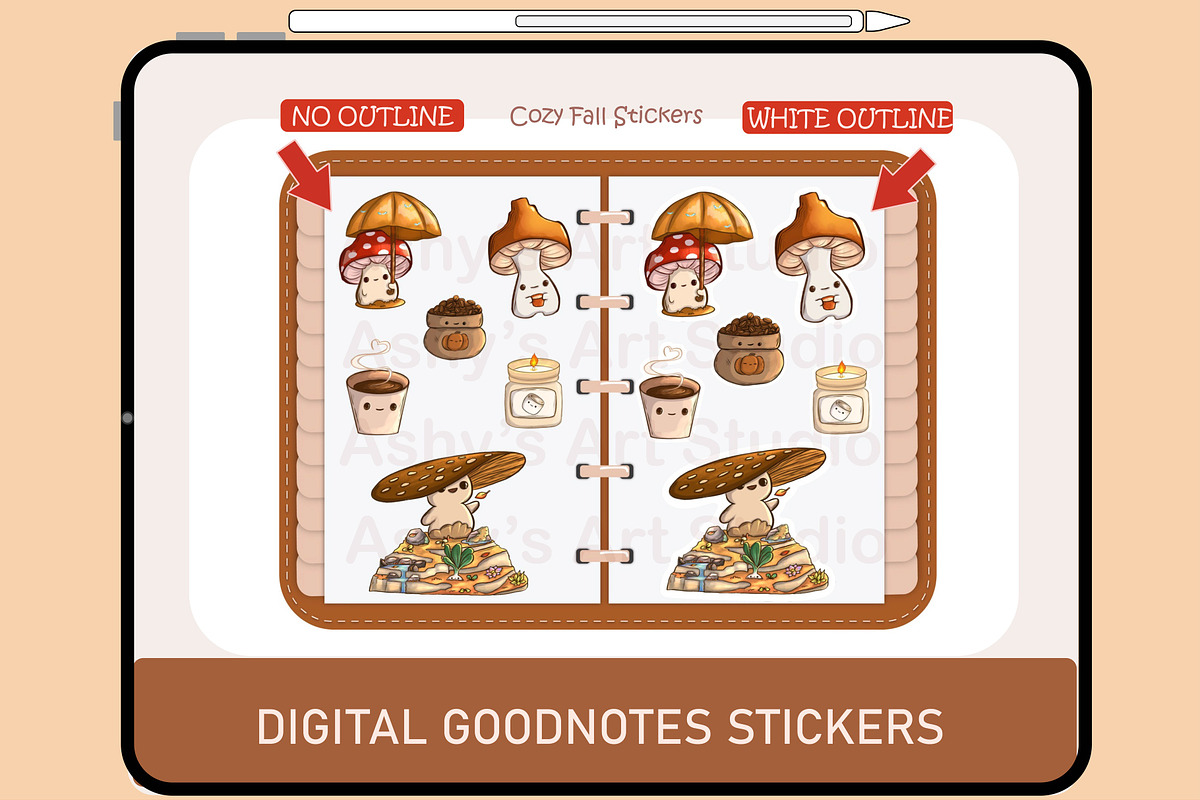 Cozy Mushroom GoodNotes Sticker Pack, a Food Illustration by Ashy's Art Studio (Photo 2 of 5)