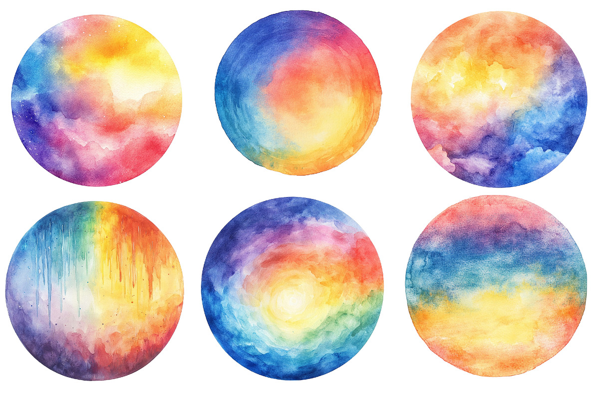 Rainbow Pastel Watercolor Circles, an Illustration by Designworld (Photo 3 of 7)
