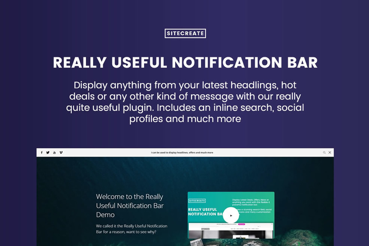Really Useful Notification Bar, a WordPress Template by SiteCreate