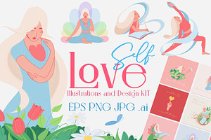 Self Love Illustrations+Design KIT, a Graphic by potokvarte