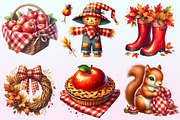 Red Gingham Autumn PNG Clipart, a Graphic by CitraGraphics (Thumbnail 2 of 4)