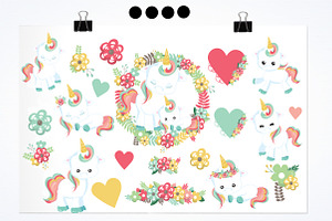 Floral Unicorn Illustration Pack