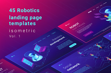Robotics isometric landing pages, a Landing Page Template by Visual Generation