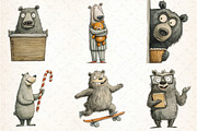 Quirky Funny Bear Clipart, an Illustration by DreamCafeArt (Thumbnail 3 of 7)