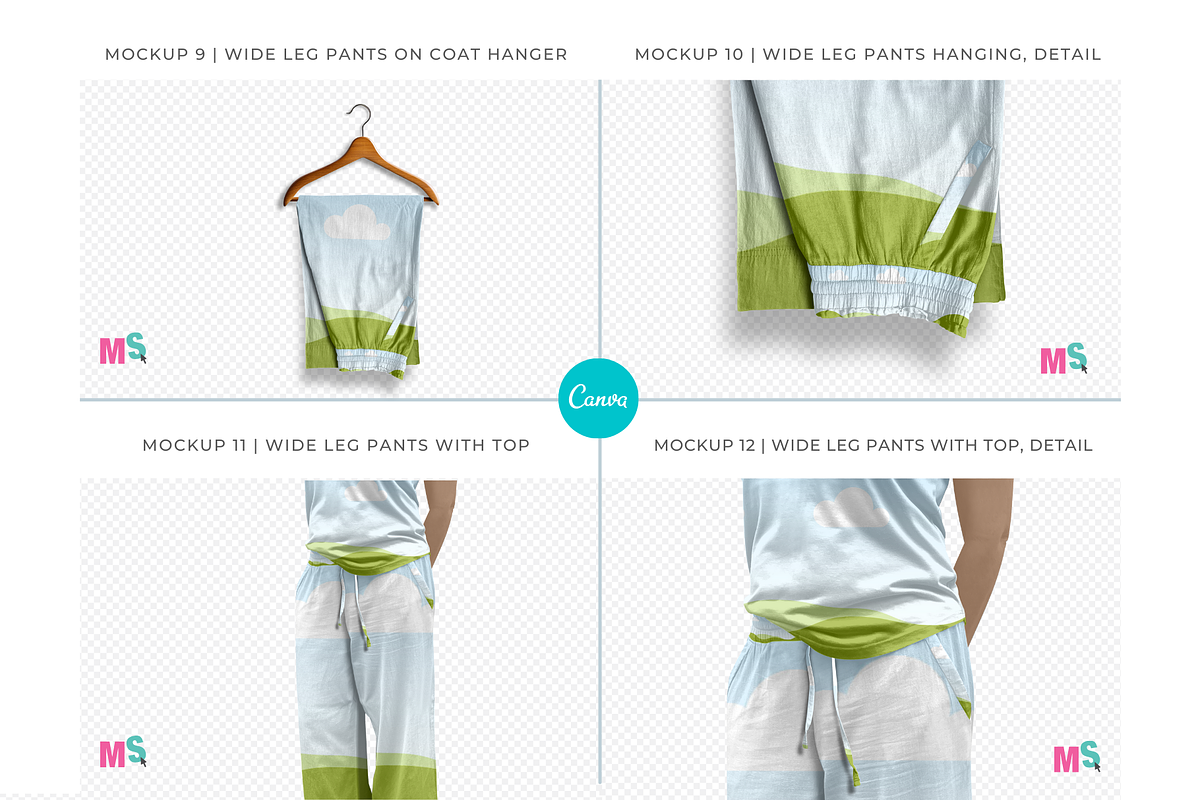 Wide Leg Cotton Pants Canva Mockup, a Bottom Mockup by Mockup Scene (Photo 6 of 16)