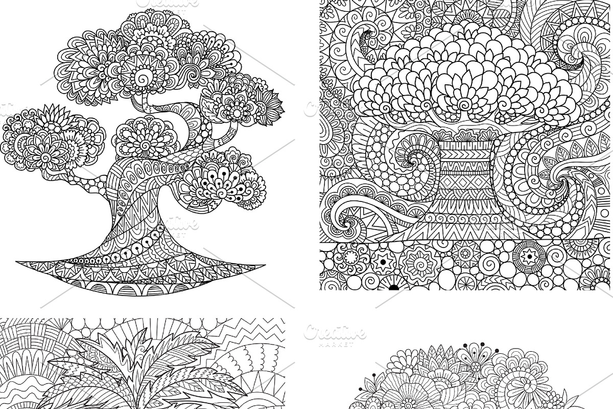 20 Trees and leaves coloring pages, an Illustration by Somjai King (Photo 3 of 6)