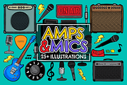 Amps and Mics Vector Pack, an Object Illustration by Vectory by BSC (Thumbnail 1 of 2)
