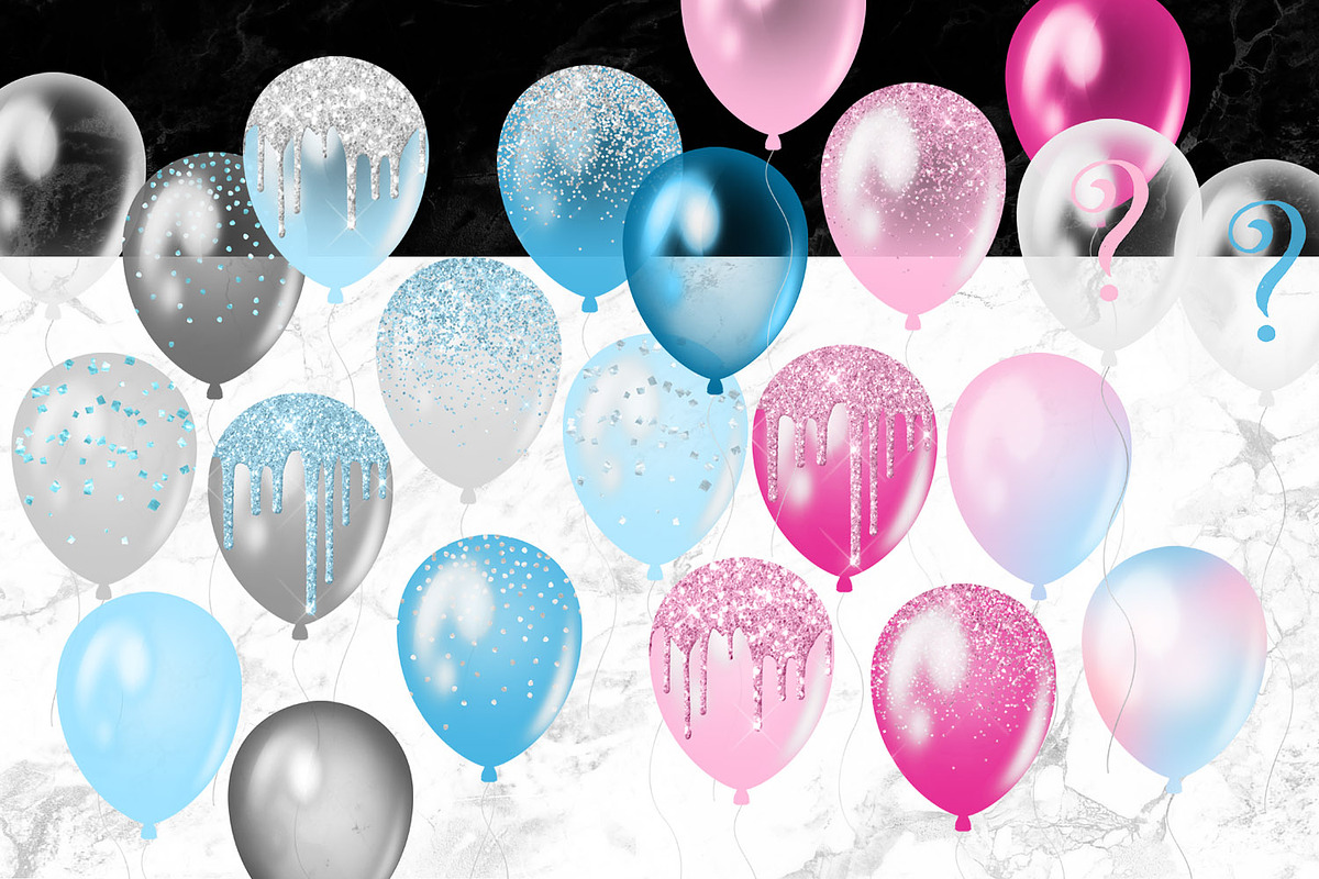 Gender Reveal Balloons Clipart, an Illustration by Digital Curio (Photo 4 of 4)