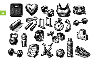 Fitness and Gym Equipment, an Object Graphic by RT Studio