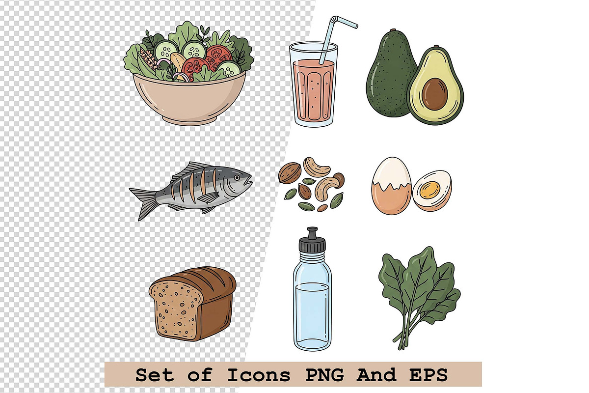 Set of  healthy icons in hand drawn, an Icon by one-touch