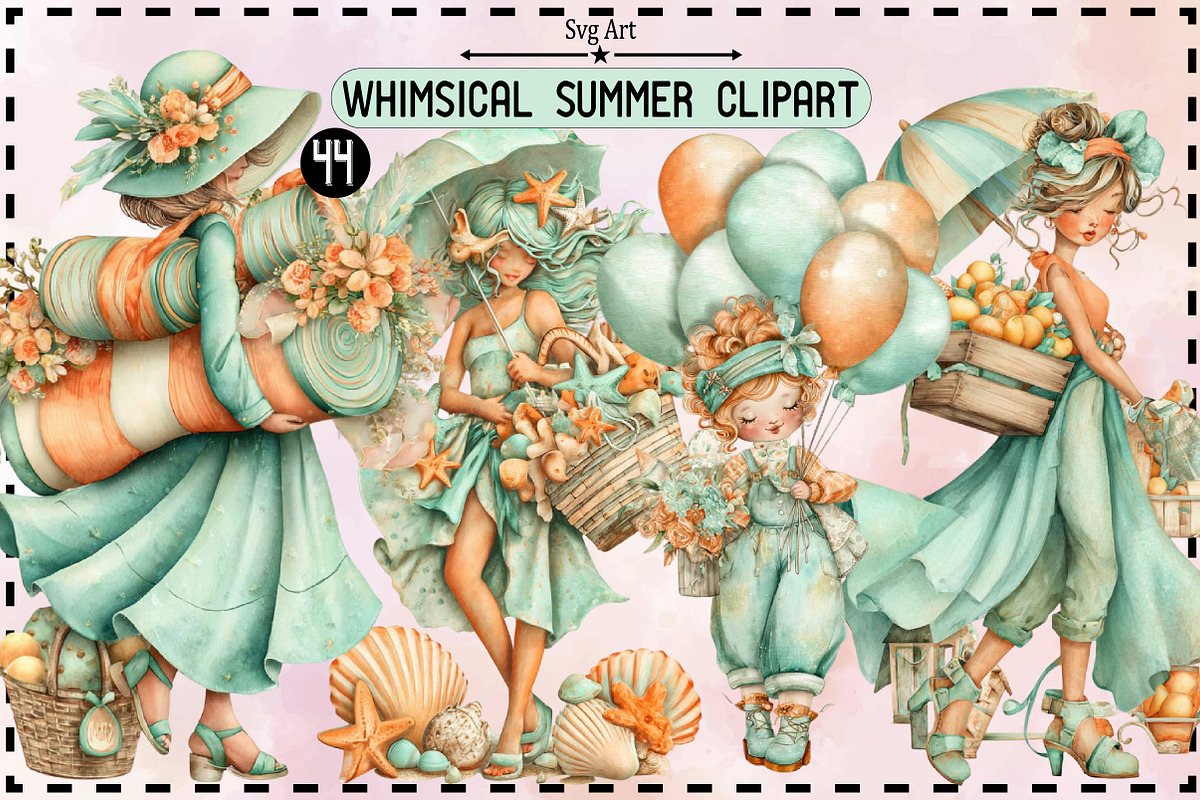 Whimsical Summer Clipart Bundle., an Illustration by SVGArt (Photo 1 of 9)