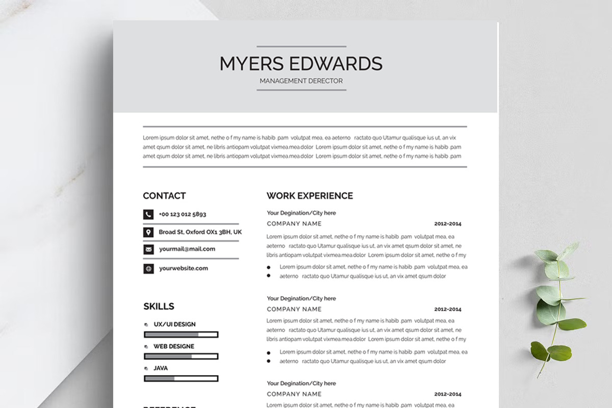 Management Director Resume Template, a Resume Template by Blackcloud_Creations (Photo 2 of 12)