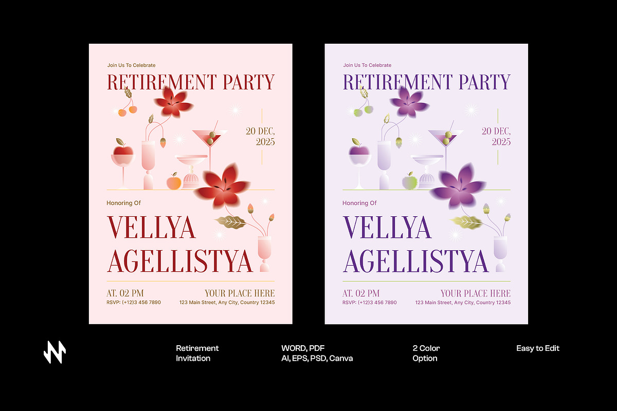 Floral Retirement Party Invitation, an Invitation Template by Neermana (Photo 1 of 4)