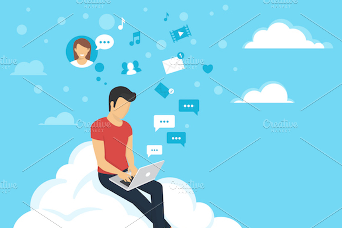 People using gadgets set of vectors, a Person Illustration by Julia Tim