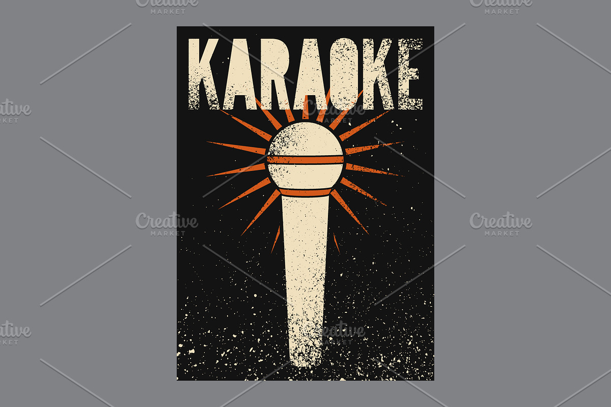 Karaoke grunge vector poster set., an Object Illustration by PoPaShop (Photo 3 of 8)