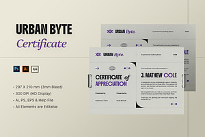 Urban Byte - Certificate Template, a Print Template by StreaksideStd