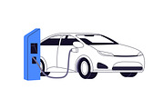 Electric cars, charging stations set, a Transportation Illustration by PaperTrident (Thumbnail 2 of 11)