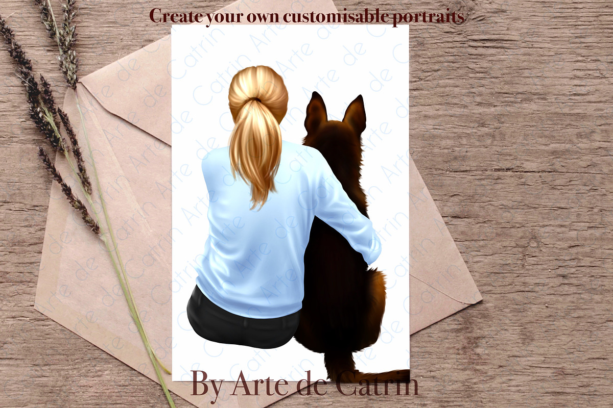 Girl and Dogs Clipart, Best Friends, an Animal Illustration by ArtedeCatrin (Photo 8 of 8)