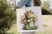 Whimsical Funny Spring Cats Clipart, a Seasonal Illustration by Canvas Craft (Thumbnail 6 of 7)
