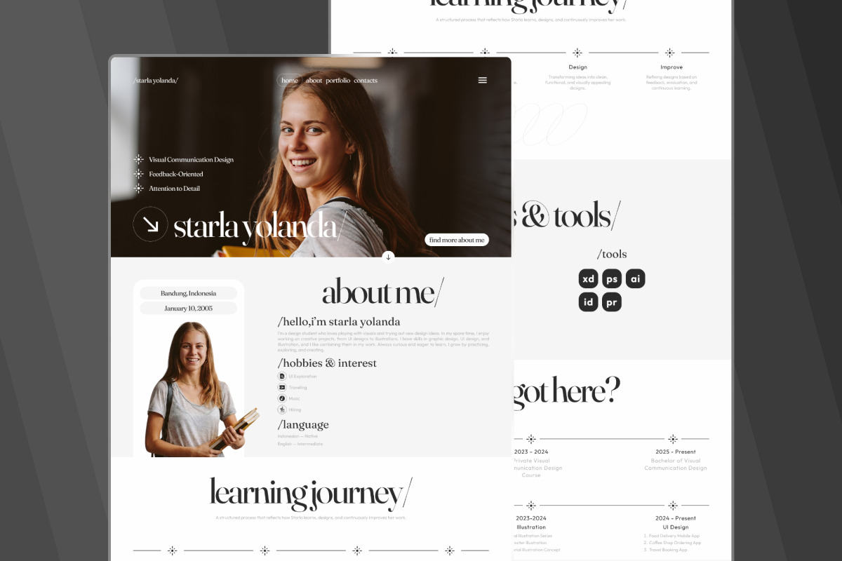 Starla – Student Portfolio Landing, a Landing Page Template by trabaskriya (Photo 3 of 5)