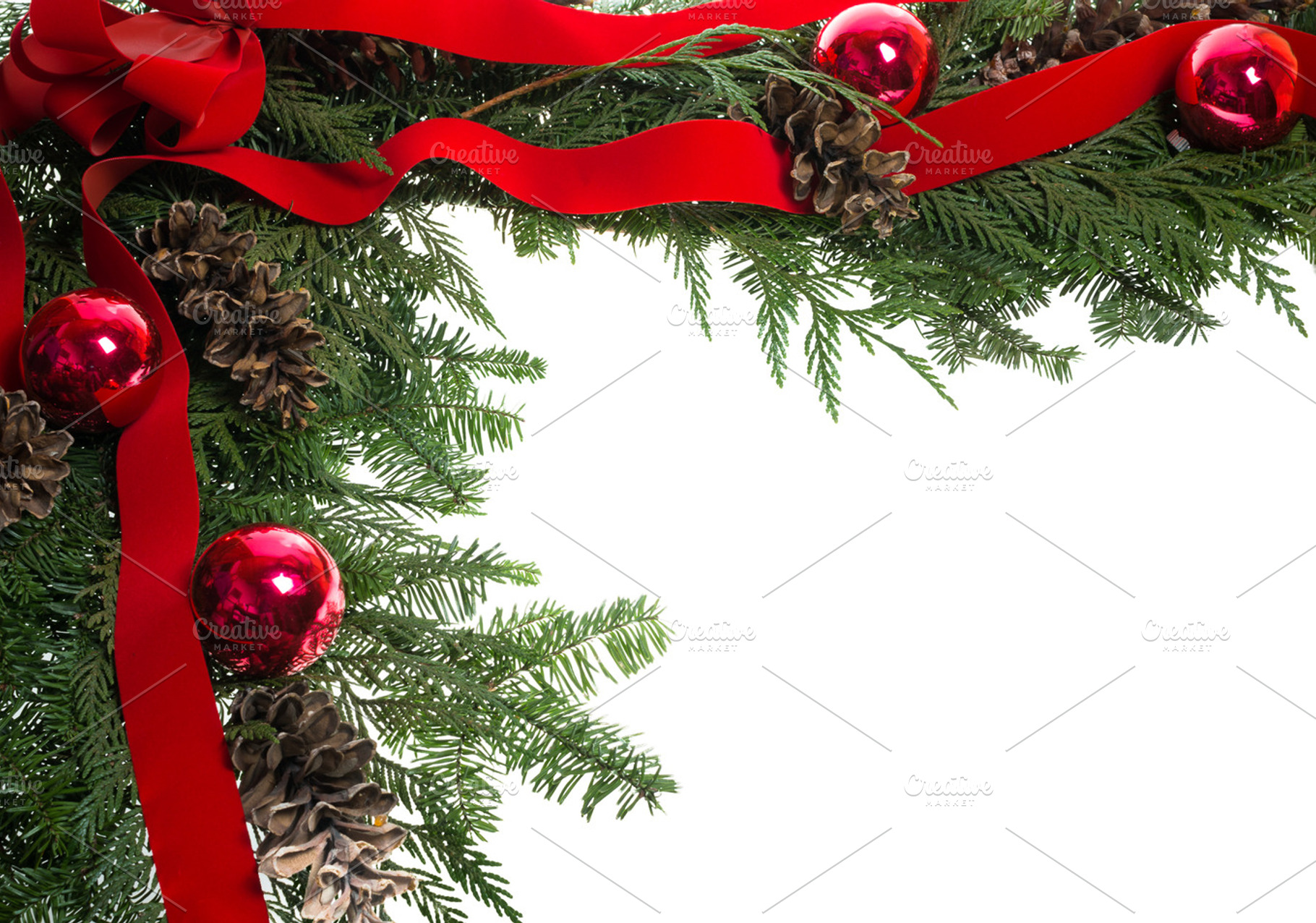 Christmas Corner Border With Red Bow