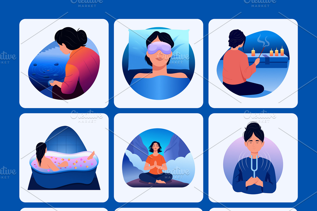 Sleep and Meditation Illustration, a Healthcare Illustration by Brickclay (Photo 8 of 9)