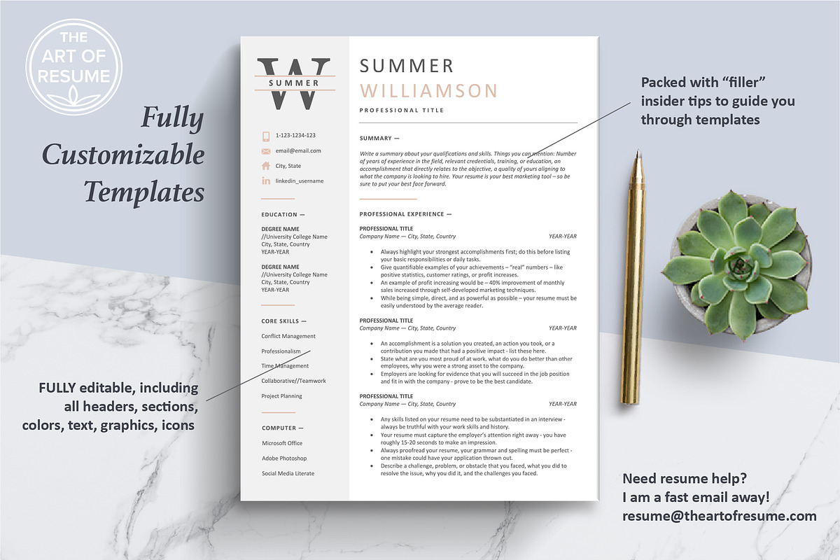 Modern Resume Template | CV Design, a Resume Template by The Art of Resume (Photo 3 of 8)