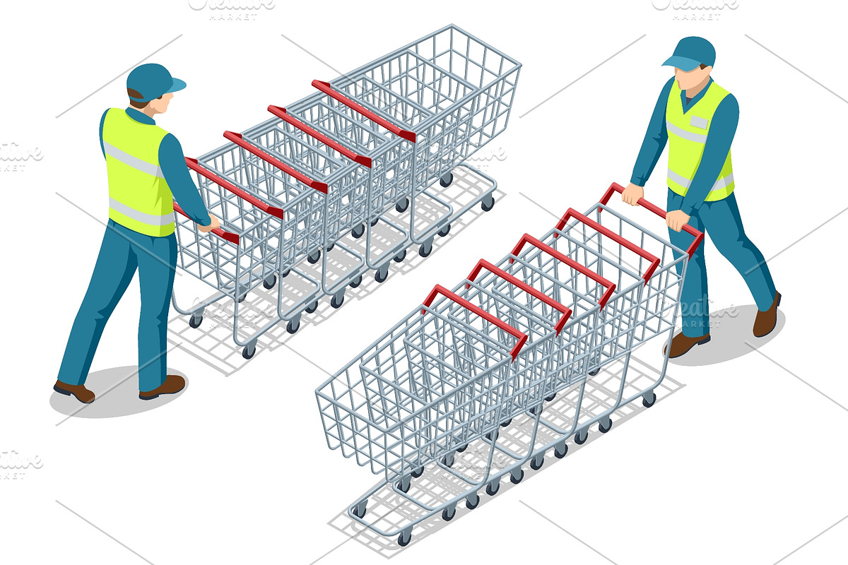 Isometric Cart Attendant with, a Person Illustration by Golden Sikorka (Photo 2 of 3)