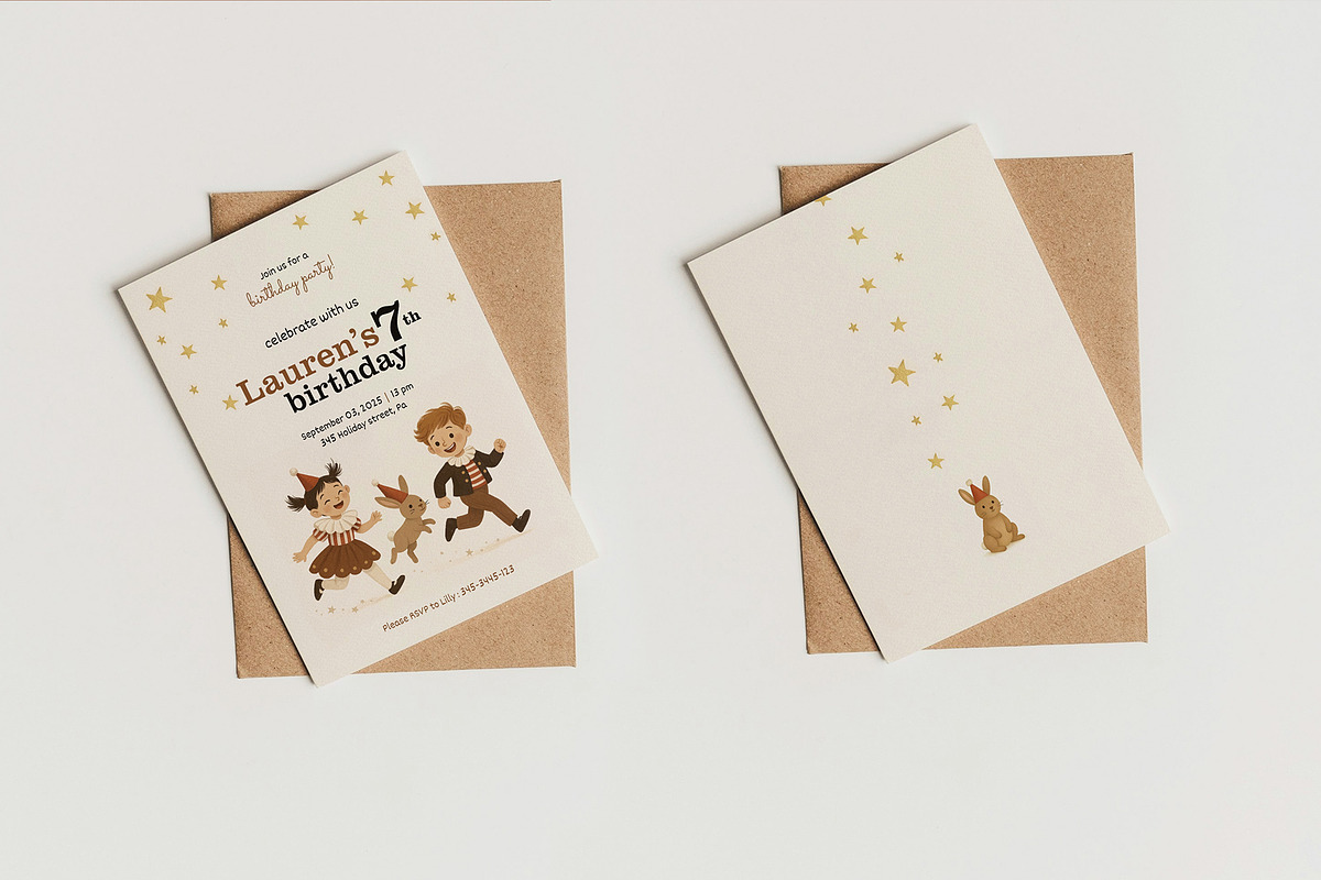 Vintage Kids Birthday Invitation preview 4