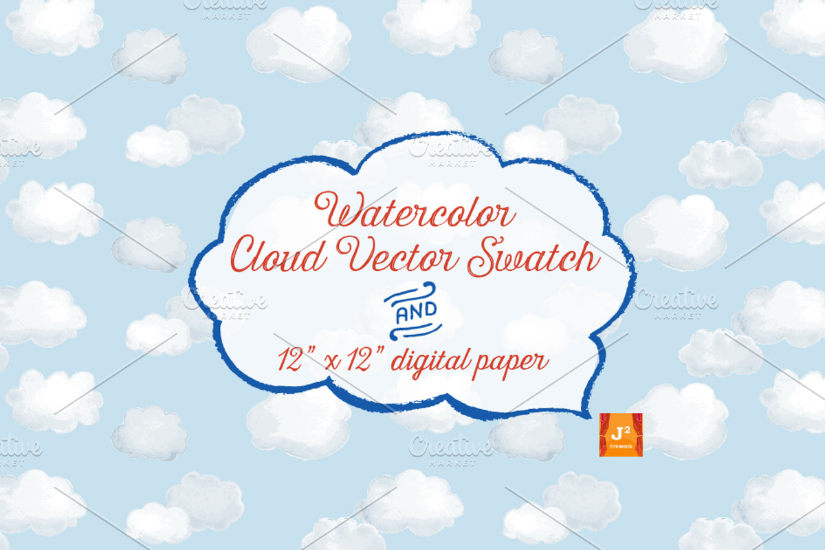 Watercolor Cloud Vector Swatch