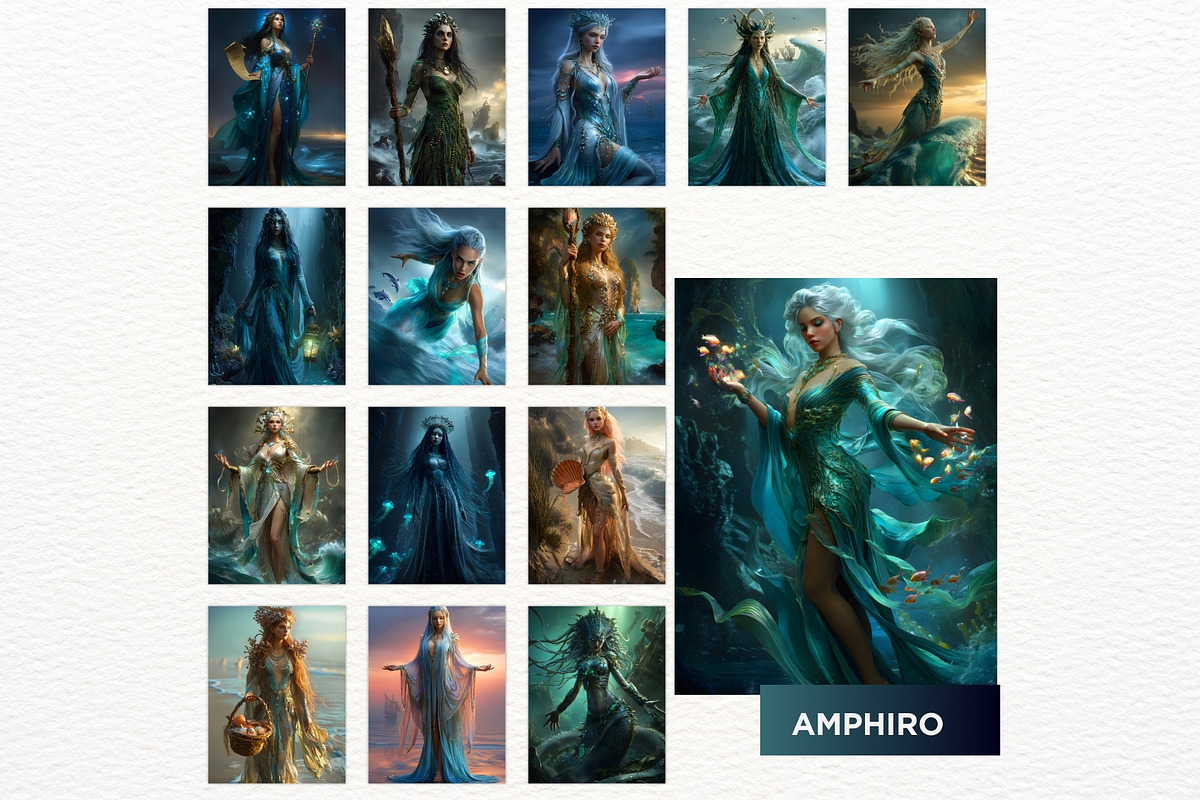 Greek Sea Gods Digital Papers, a Person Illustration by ThatsDesignArt (Photo 4 of 10)