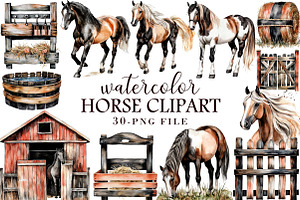 Watercolor Horse Clipart, an Illustration by Libby Wishes