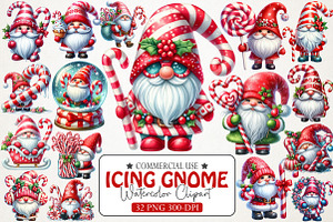 Christmas Candy Cane ICING Gnome PNg, an Illustration by RobertsArt