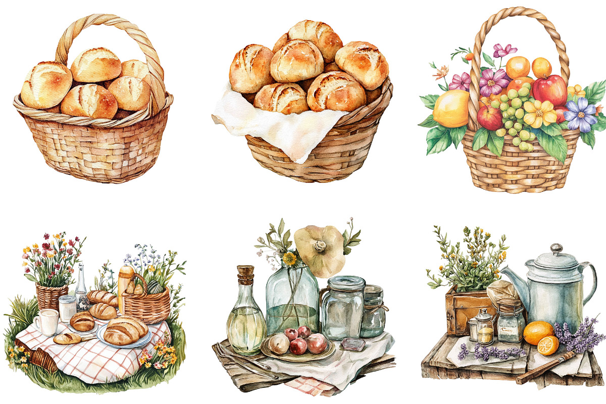 Watercolor Alpine Summer Clipart, an Illustration by Designking (Photo 3 of 5)