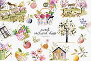 orchard watercolor clipart set, a Decorative Illustration by Patishop Art (Thumbnail 1 of 9)