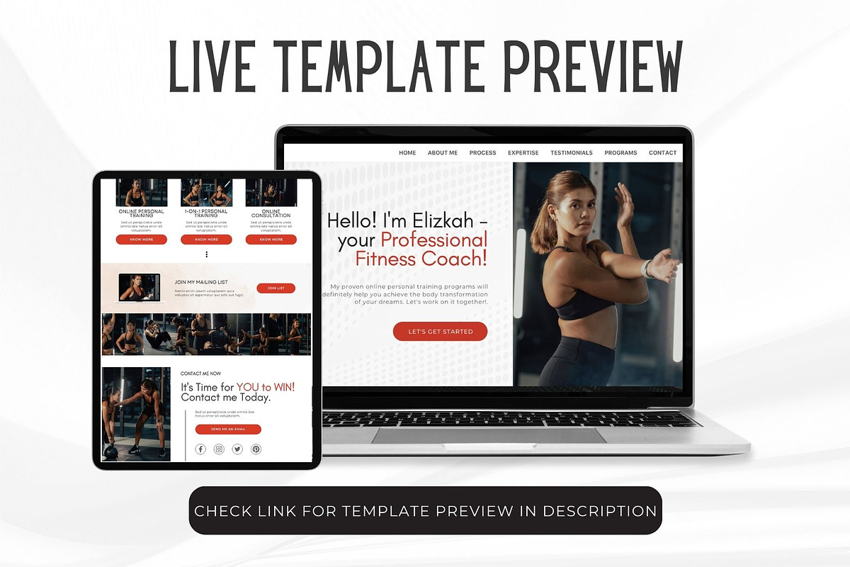 Fitness Coach Canva Website Template, a Landing Page Template by Kromatic Design Studio (Photo 3 of 8)