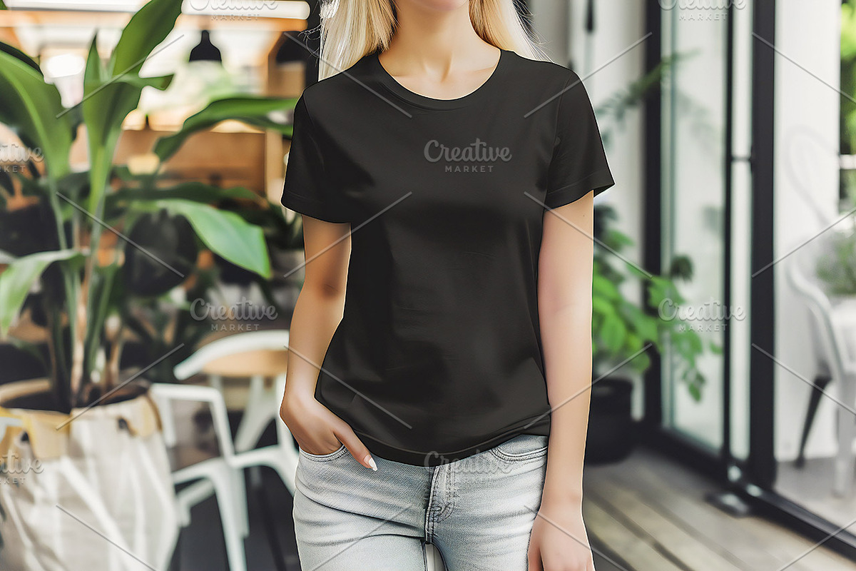 Black Gildan T-shirt Mockup, a Shirt Mockup by VetalStock (Photo 5 of 7)