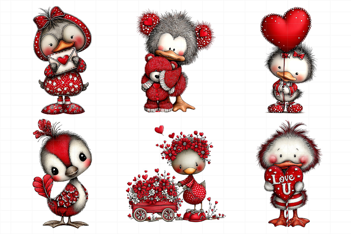 Cute Baby Duck Valentine Clipart, an Illustration by Daily.Designs (Photo 3 of 8)