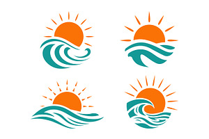 Sun and wave designs logo, a Branding & Logo Template by Saba Vector