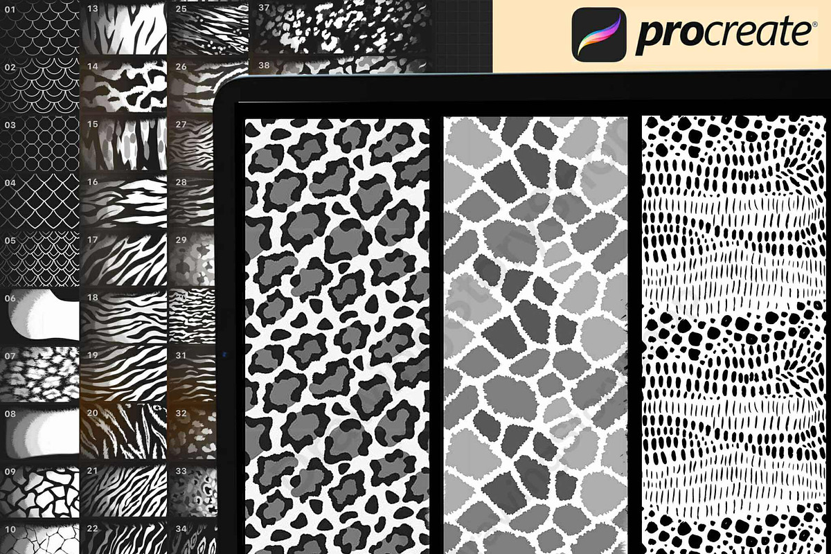 Animal Print Pattern Procreate Brush, a Brush Add-On by DrawingStoryShop