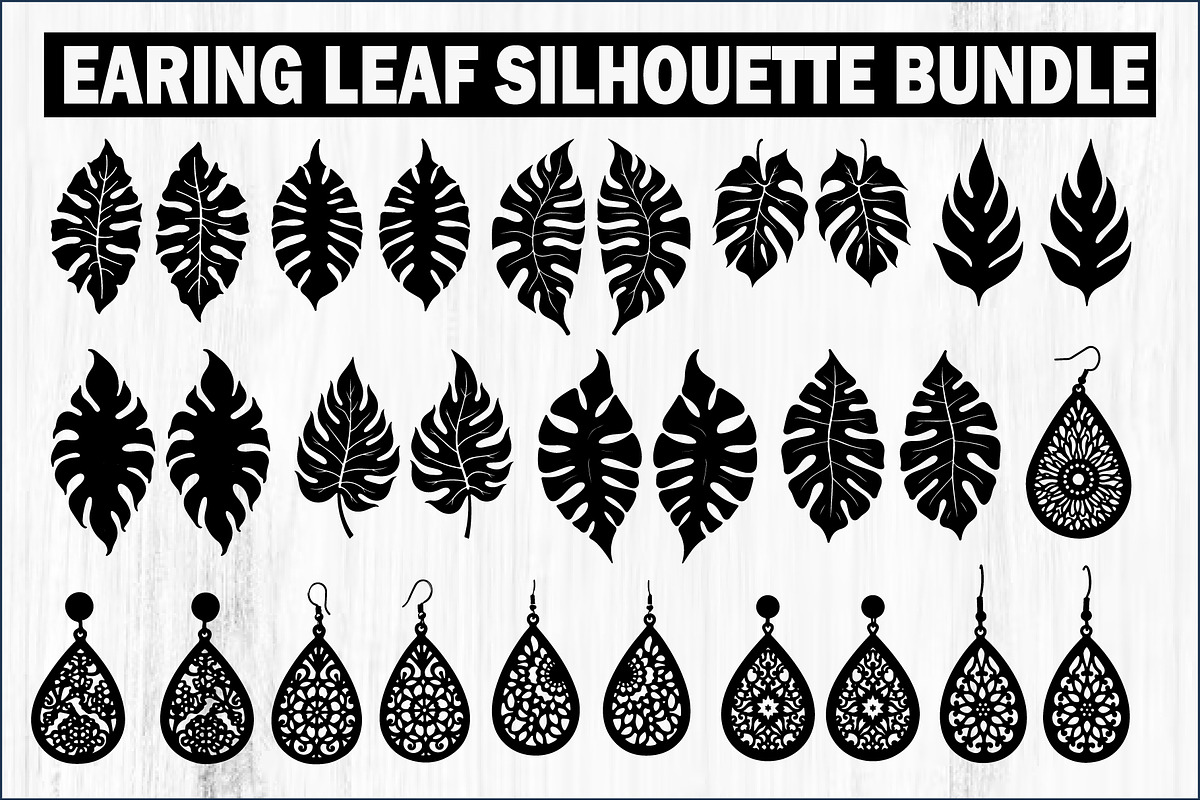 Leaf Earring Silhouette Bundle, an Object Graphic by jahid234 (Photo 1 of 13)