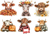 Watercolor Autumn Haighland Cow png, an Illustration by Watercolor design (Thumbnail 4 of 4)