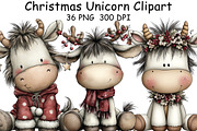 Christmas Unicorn Clipart, an Illustration by CraftArtStudio (Thumbnail 1 of 6)