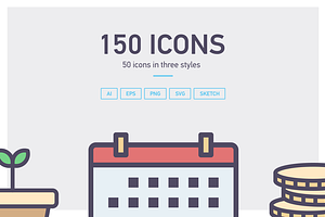 50 icons in three styles
